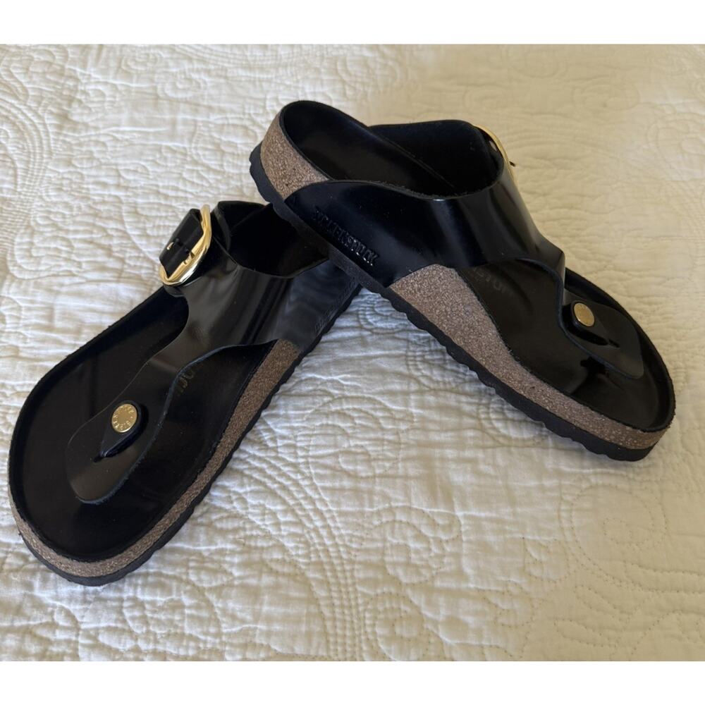 Birkenstock Black Gizeh Big Buckle High Shine Patent Leather 37 /W7 - Picture 2 of 10